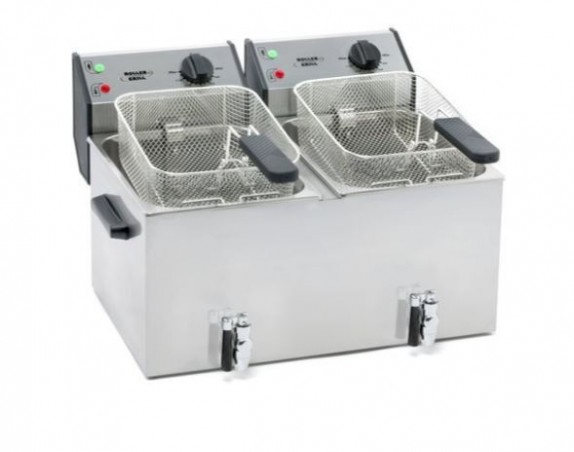 ROLLER GRILL DOUBLE FRYER WITH TAP 2X8L2X230V
