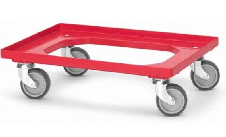 CHARIOT DOLLY 60X40 ROUGE ROUES CAOUTCHOUCEURONORM