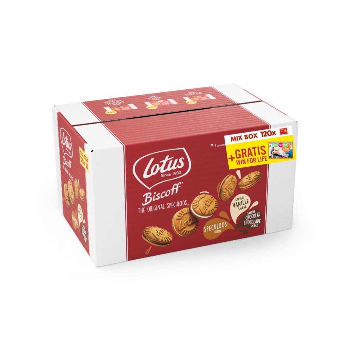 LOTUS SPECULOOS BISCUIT FOURRÉ 3 GOUTS EMBALLAGE INDIVIDUEL 120 PIÈCES