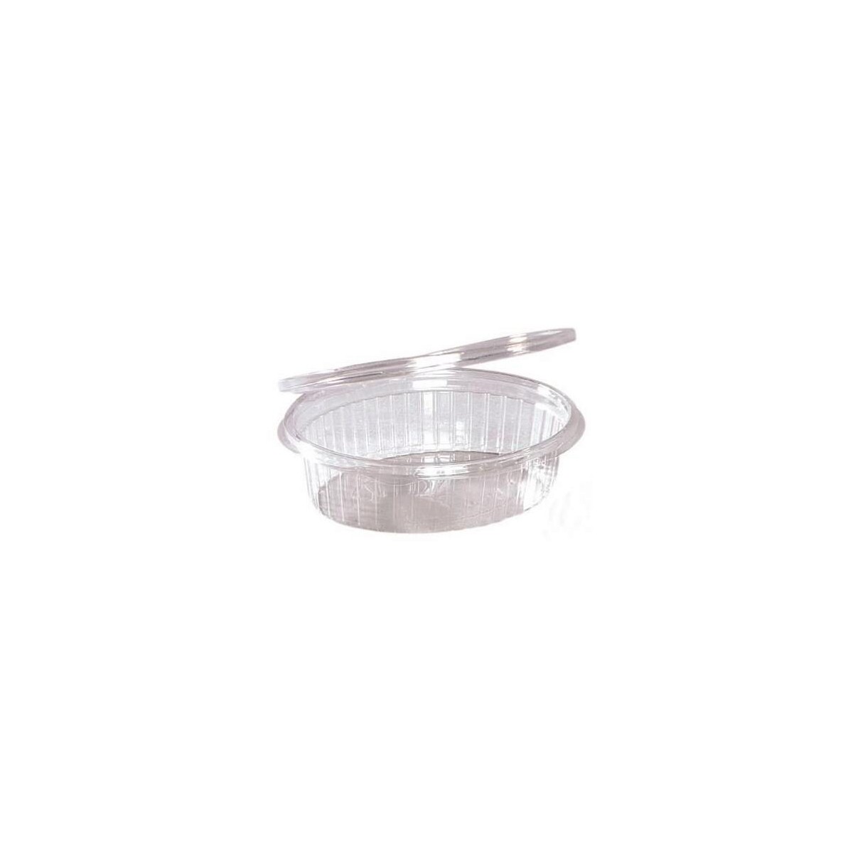 BARQUETTE OVALE ELIPACK 166X129X55MM COUVERCLE A  CHARNIERE 500ML 100PCES 