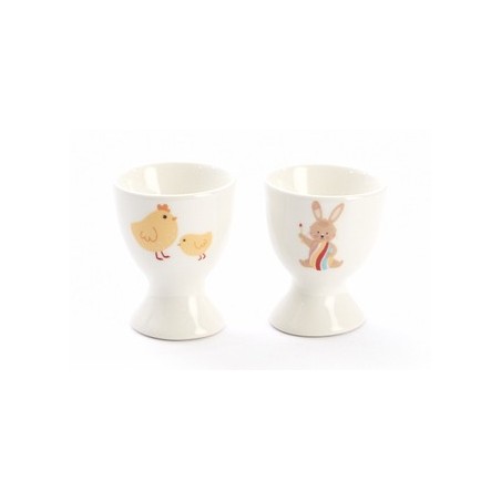 EGGCUP LOUIS RABBIT CHICKS AND COLORED EGGS HT 6,5CM