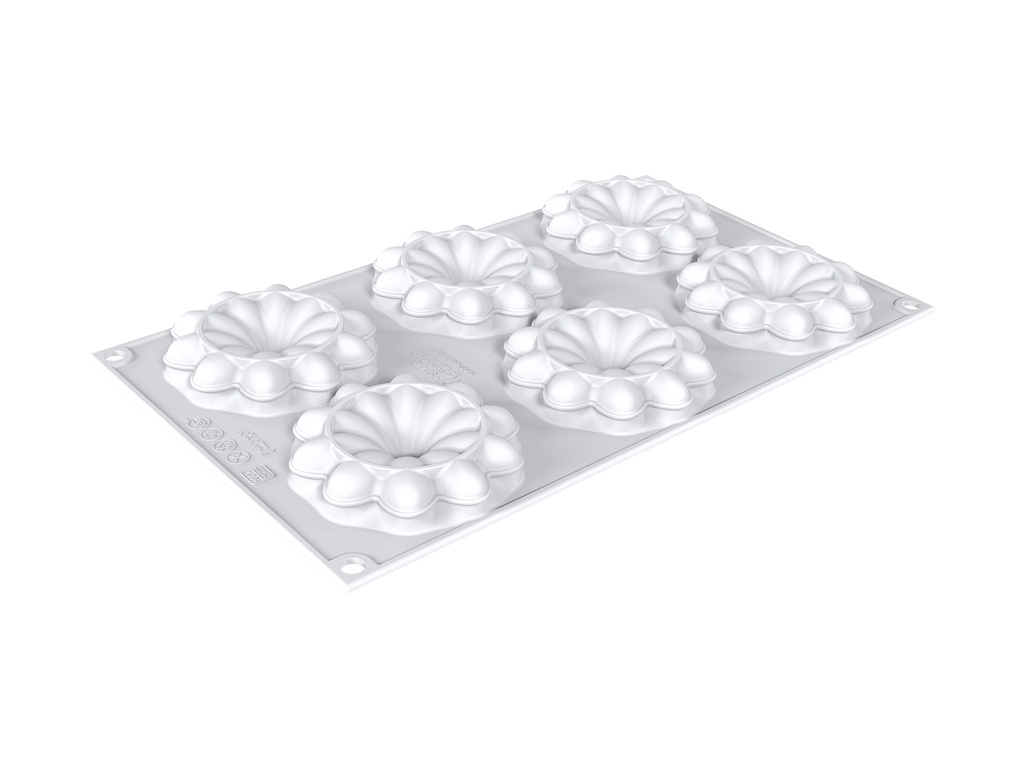 SILIKOMART KIT 3D TARTE RING BLOOM Ø 76,5MM HT17MM 6 CERCLES + MOULE 6 EMPREINTES 