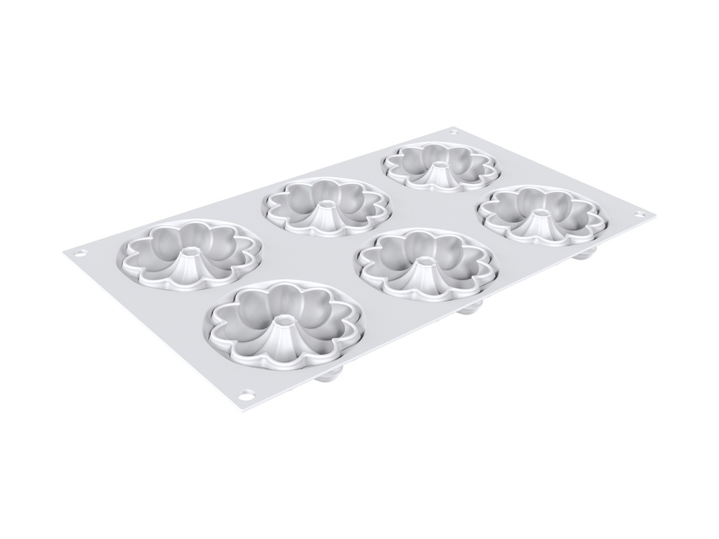 SILIKOMART KIT 3D TARTE RING BLOOM Ø 76,5MM HT17MM 6 CERCLES + MOULE 6 EMPREINTES 