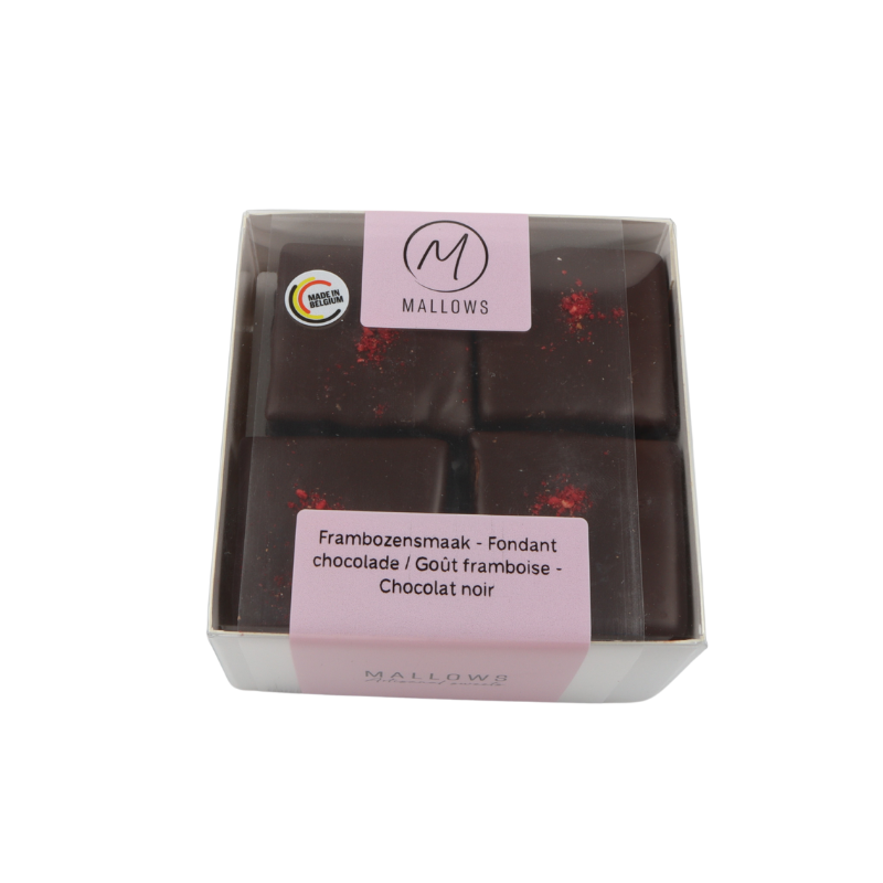 MALLOWS MARSHMALLOW FRAMBOISE CHOCOLAT NOIR 4 X 4 CM 8 PCS - 180GR