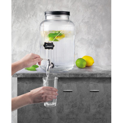 LACOR DISTRIBUTEUR DE BOISSONS VERRE 5.5L A/ROBINET & COUVERCLE NOIR