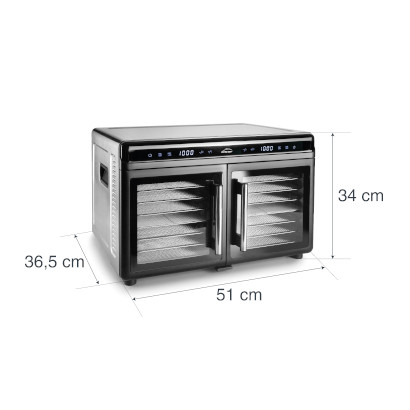 LACOR DESHYDRATEUR 2 PORTES- 2 MINUTERIES 2X8 PLATEAUX - REGLAGE 35 A 80° - 51.4X36.5XH33.5CM - 220/240V