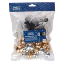 DÉCORATIONS BOULES SUR PIQUES OR, ARGENT ET NOIR 32PCS