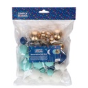 DÉCORATIONS BOULES SUR PIQUES OR, ARGENT ET NOIR 32PCS