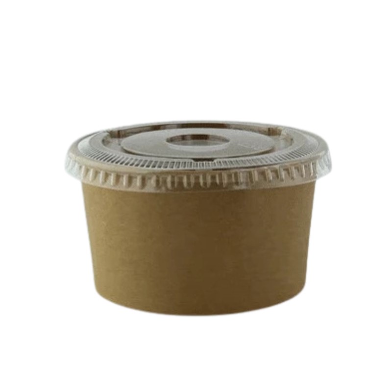 COUVERCLE PET PLAT SANS TROU POUR POT A GLACE NOIR 280ML 50PCS