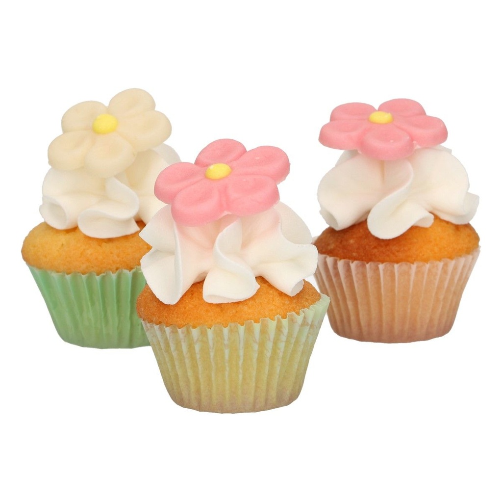 FUNCAKES MARGUERITE BLANC ET ROSE EN SUCRE 3CM 12 PCES