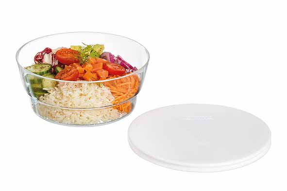 ARCOROC - "SO URBAN" PLAT EN VERRE + COUVERCLE 110CL DIAM. 17CM