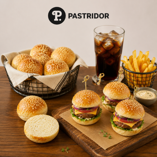 ❄️*NEW* PASTRIDOR 230309 MINI HAMBURGER BUN SESAME Ø7CM 84 X 30GR 