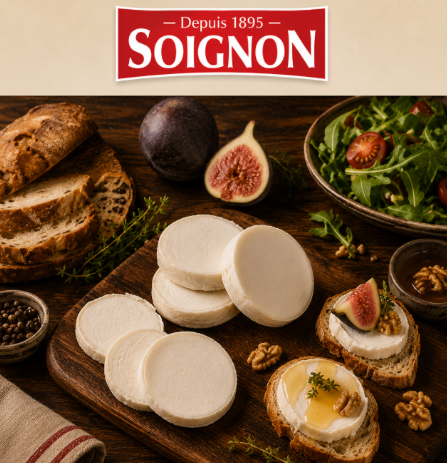 ❄️FROMAGE CHEVRE AFFINE TRANCHE 8X500GR SURGELE   SOIGNON