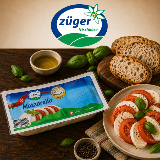 MOZZARELLA ZUGER EN TRANCHES 400GR  ± 30 TRANCHES