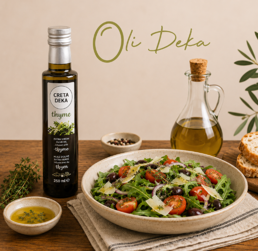 CRETA DEKA - HUILE D'OLIVE EXTRA VIERGE INFUSÉE AU THYM 250ML