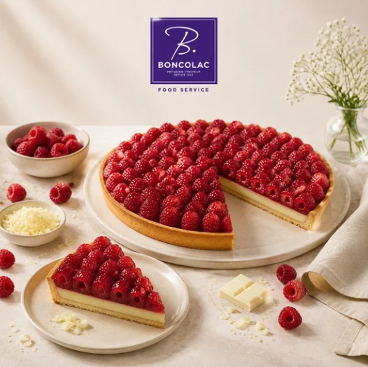 ❄️BONCOLAC 735501 TARTE CHOCOLAT BLANC FRAMBOISE Ø21CM 8 X 480GR
