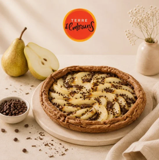 ❄️TERRE EMBRUNS 5FON2015 GRANDE TARTE POIRE CHOCOLAT Ø24CM AU BEURRE PAC 5X840GR