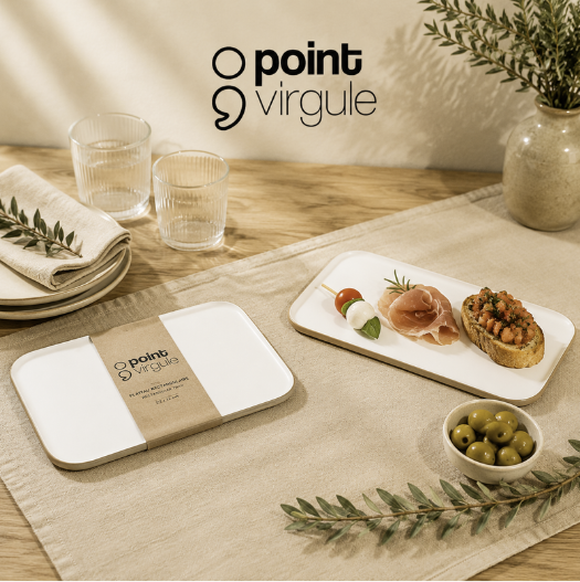 POINT-VIRGULE PLATEAU A SERVIR BLANC 22X12CM