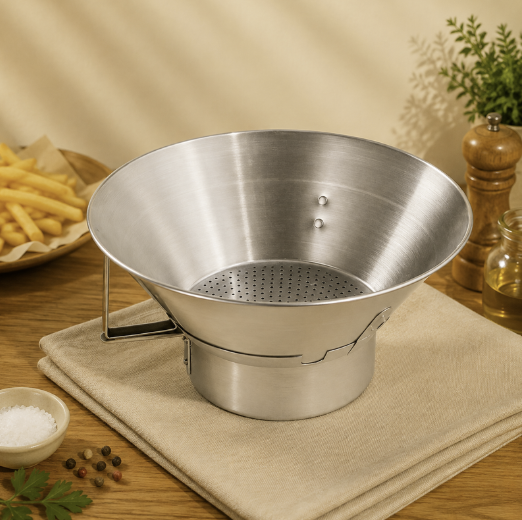 EGOUTTOIR FRITES 39CM ALU "ECO" A/RAMASSE GRAISSE AMOVIBLE 