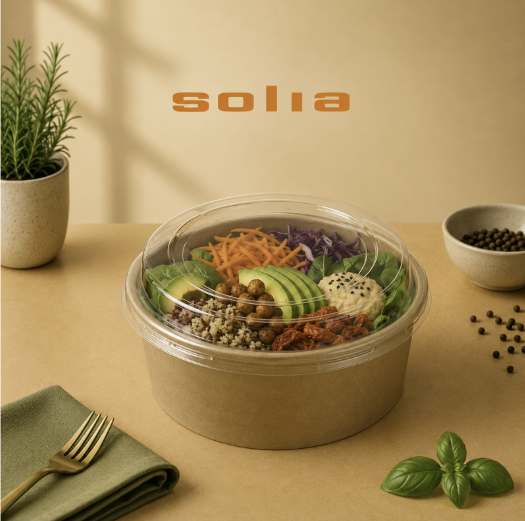 SALADIER ROND ECOKRAFT2 AVEC COUVERCLE 850ML Ø14,5CM HT7,1CM 25PCES 