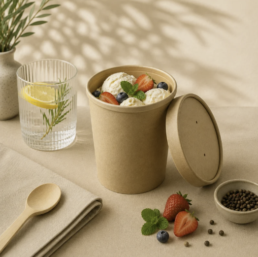 POT A SOUPE/GLACE KRAFT + COUVERCLE 940ML 25PCES 