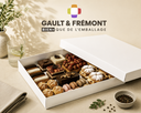 BOITE A GATEAUX BLANCHE 63 X 42 X 12 CM AVEC COUVERCLE FOST+ 2026 INCLUS ***PRIX A LA PIECE*** VENDU PAR 10 PIECES