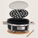 BARBECUE DE TABLE FUJI ROND 45,5 x 34,5CM HT 17CM - GRILLE Ø 30,5CM - INOX/CÉRAMIQUE