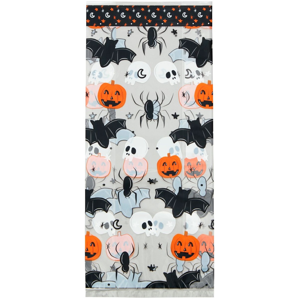 WILTON - SACHETS TRANSPARENTS MOTIF HALLOWEEN - 10 × 5 CM - HT 24 CM - 20 PCS