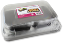 FASTPAC - RAVIER ROND EN PLASTIQUE NOIR AVEC COUVERCLE TRANSPARENT - Ø 20 CM - HT 43 MM - 750 ML - 15 PCS