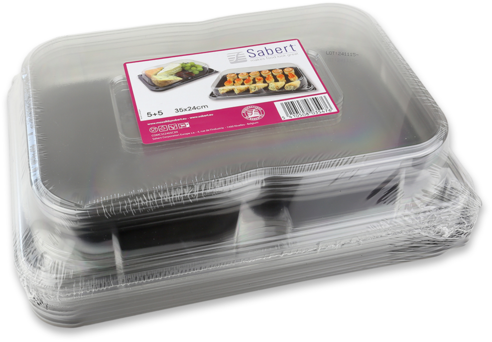 FASTPAC - RAVIER ROND EN PLASTIQUE NOIR AVEC COUVERCLE TRANSPARENT - Ø 20 CM - HT 43 MM - 750 ML - 15 PCS