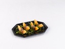 PLATEAU OCTOGONAL EN PLASTIQUE - NOIR MARBRÉ - 35 x 24 CM - 5 PCS