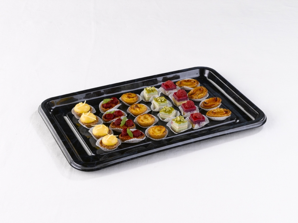 PLATEAU RECTANGULAIRE EN PLASTIQUE - ARGENT - 35 x 24 CM - 5 PCS