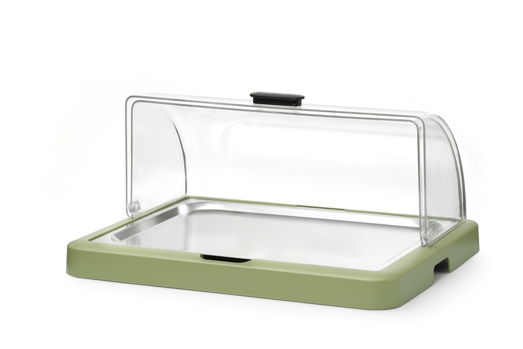 HENDI - UNIQ VITRINE DE COMPTOIR RÉFRIGÉRANTE VERTE AVEC COUVERCLE COULISSANT - 46 x 35,5 CM HT 22 CM