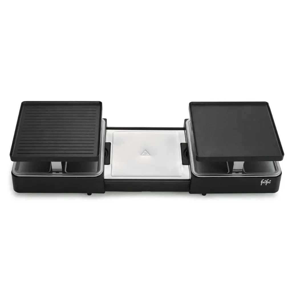 FRIFRI - APPAREIL À RACLETTE EXTENSIBLE - PLAQUE DE CUISSON RÉVERSIBLE - 1300W - 31 x 29,8 CM HT 23CM