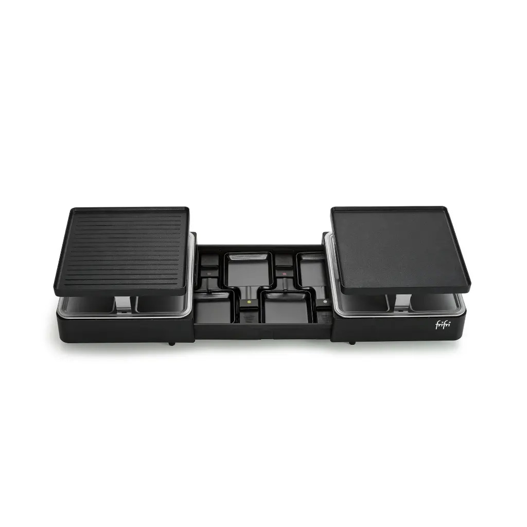 FRIFRI - APPAREIL À RACLETTE EXTENSIBLE - PLAQUE DE CUISSON RÉVERSIBLE - 1300W - 31 x 29,8 CM HT 23CM