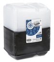 DELIVERIPACK - RAVIER RECTANGULAIRE 2 COMPARTIMENTS EN PLASTIQUE NOIR AVEC COUVERCLE TRANSPARENT - 232 x 172 MM - HT 60 MM - 600 + 300 ML - 30 PCS