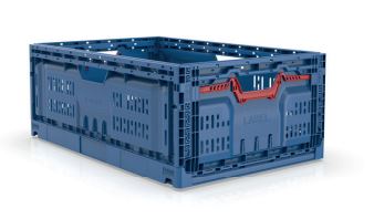 PLOOIBAK EURONORM 60X40X23CM BLAUW GEPERFOREERDVOLUME 45L