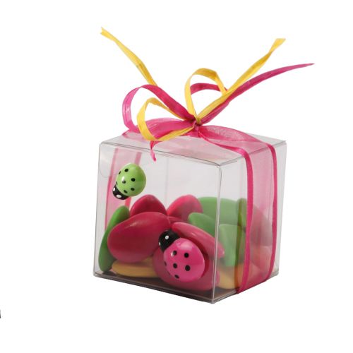 VIERKANTE CELLOKIST MET GOUDEN KARTON 60X60X60MM PAK VAN 10 STUKS