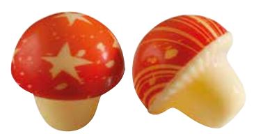 PCB Mushrooms WC Red 3 designs ø 3 cm 88pces ***s/cd***