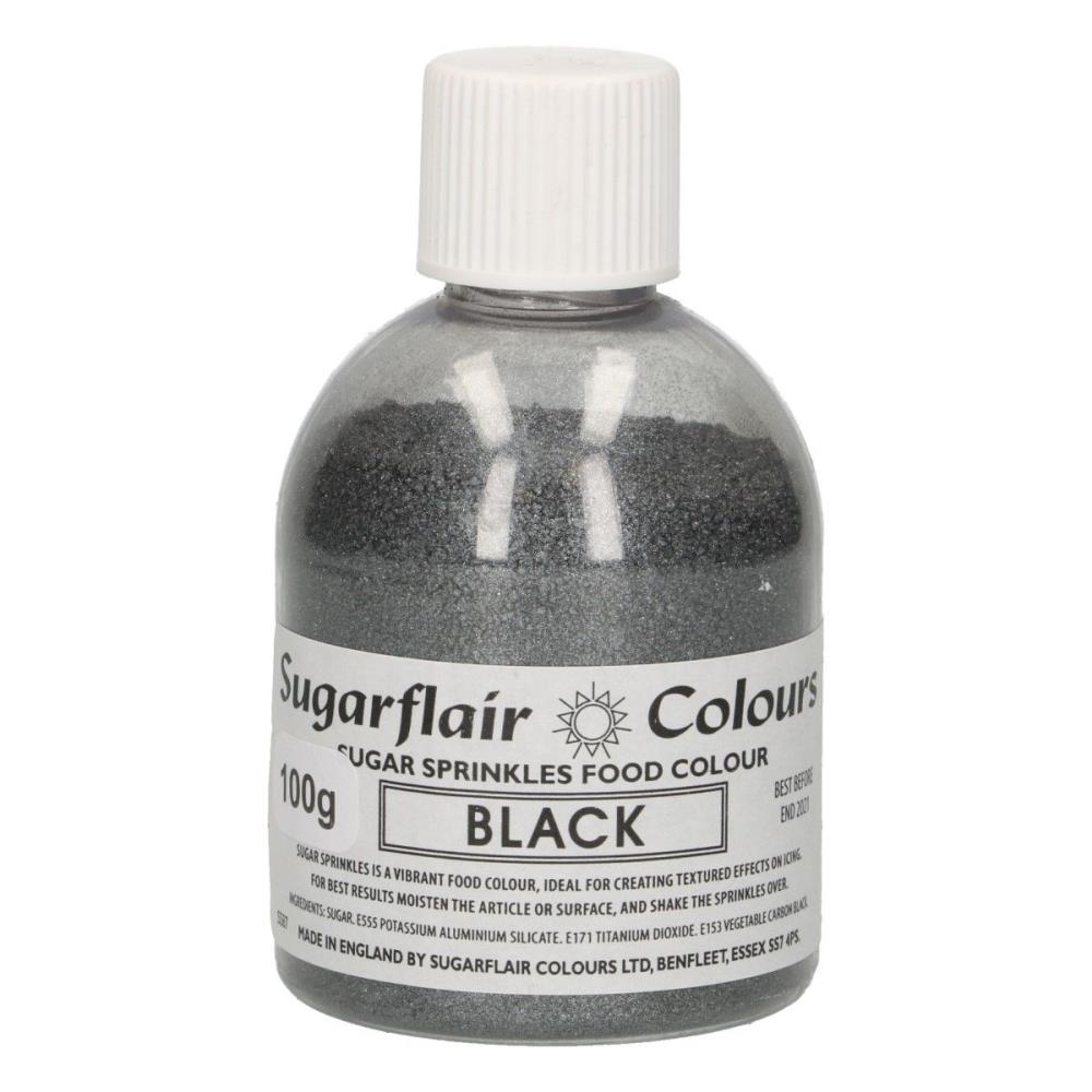 SUGARFLAIR ZWARTE MOUSSERENDE SUIKER PAILLETTEN 100GR