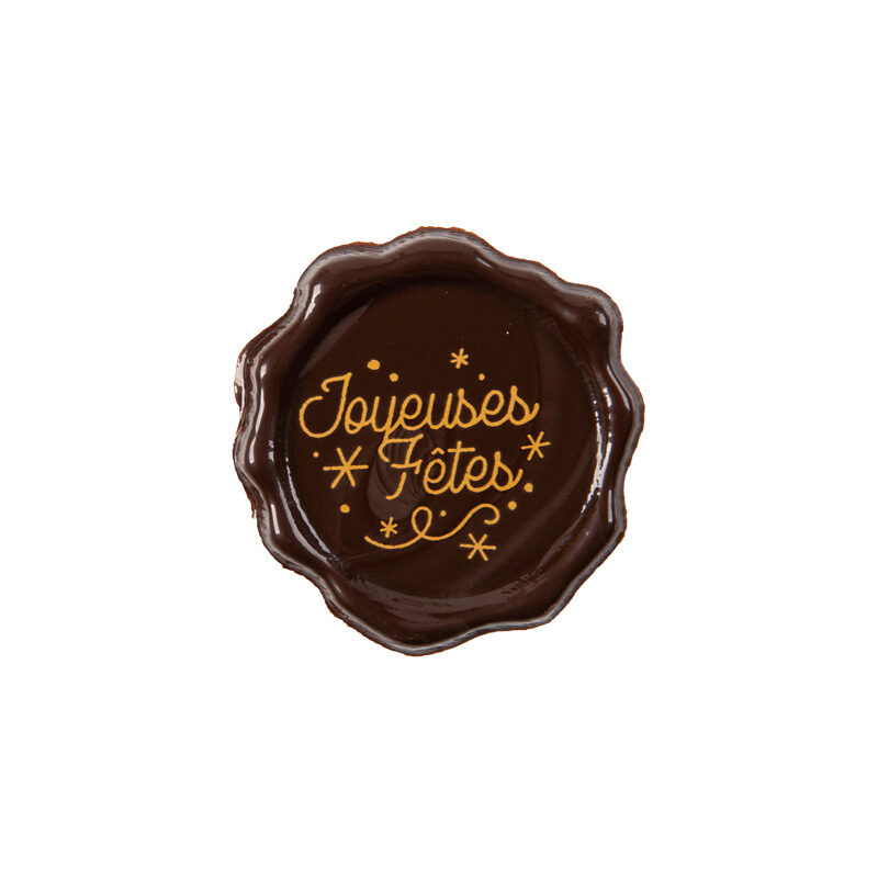 2015853 JOYEUSES FETES ZEGEL PURE CHOCOLADE 38MM 120 STUKS