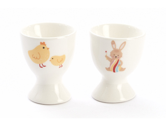 LOUIS RABBIT OR CHICK EGG CUP WITH COLORED EGG 6.5CM HEIGHT