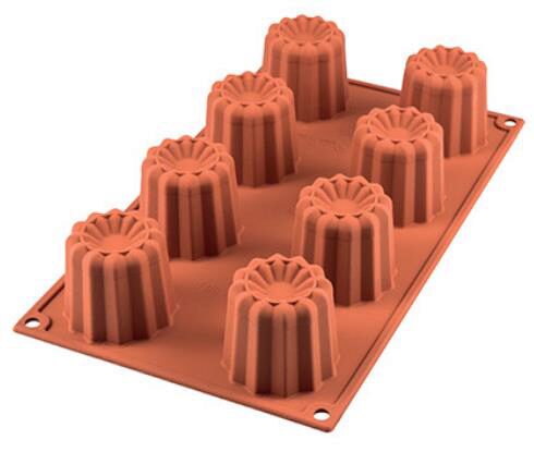 SILIKOMART SF050 MOULD 8 LARGE CANNELÉS Ø55 H50MM 92ML ML NON-STICK GN1/3 -50° TO 250°
