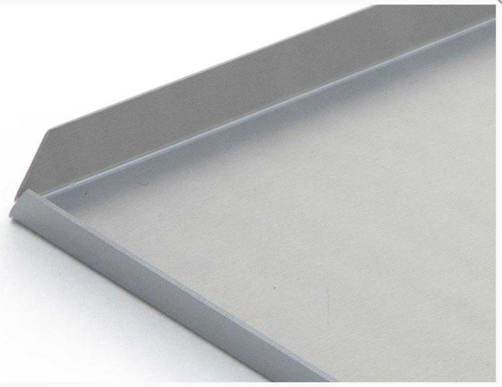 PLATEAU ALU ARGENT 60X40XH1CM ANGLE COUPE BORD DROIT