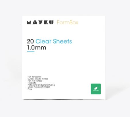 FEUILLES TRANSPARENTES POUR MAYKU FORMBOX 1MM 20PCES