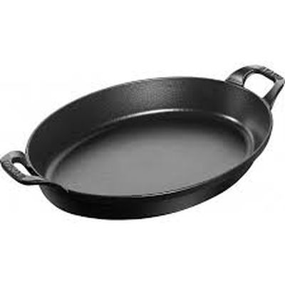 STAUB PLAT FONTE OVAL 37CM NOIR EMPILABLE