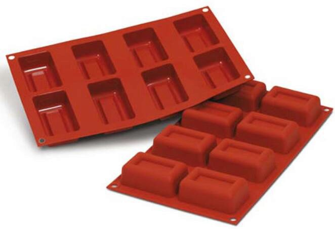 SILIKOMART SF090 VORM 8 GROTE INGOTS 72X45 HT26MM 72ML ANTI-AANBAK GN1/3 -50° TOT 250