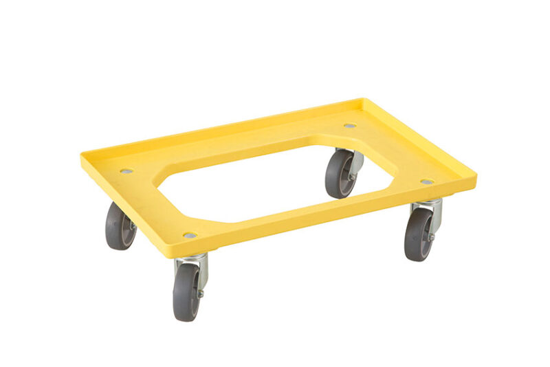 DOLLY WAGEN 60X40 GELE EURONORM RUBBEREN WIELEN