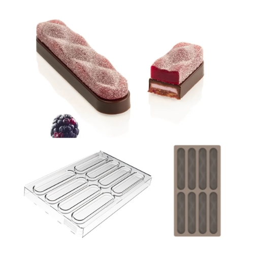 SILIKOMART TRITAN PRALINE MOLD CH028 SISMA BAR KIT 12X2.5XH1CM + ICHB04 SILICONE MOLD