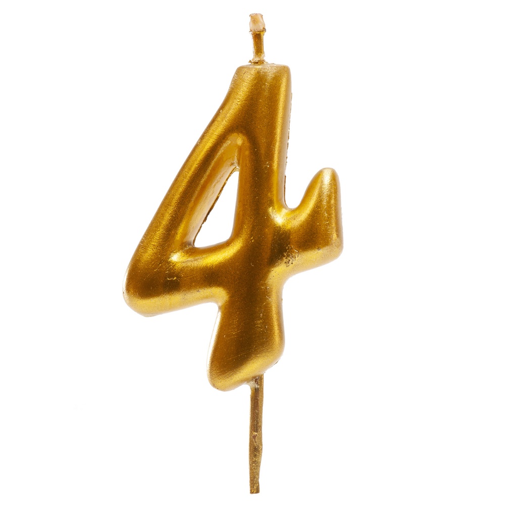 GOUDEN NUMMERKAARS NR. 4 5,5CM